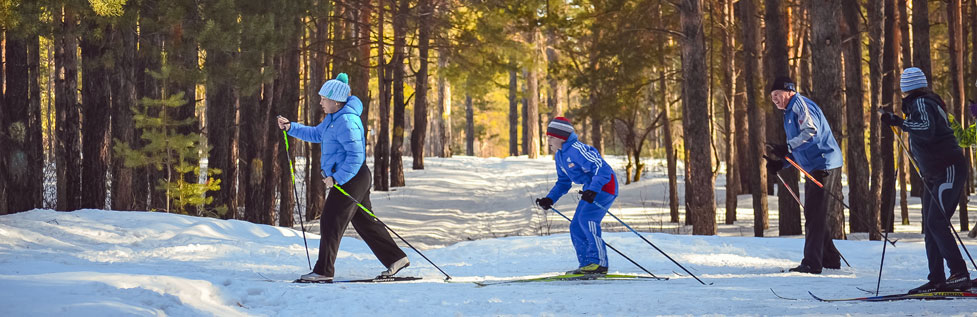 family of cross country skiers